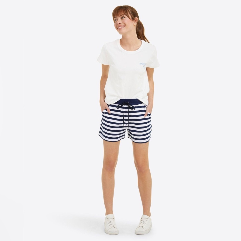NEWDraper James Kelsea Sweat-shorts IN AWNING STRIPE, Navy, MEDIUM - Picture 2 of 3